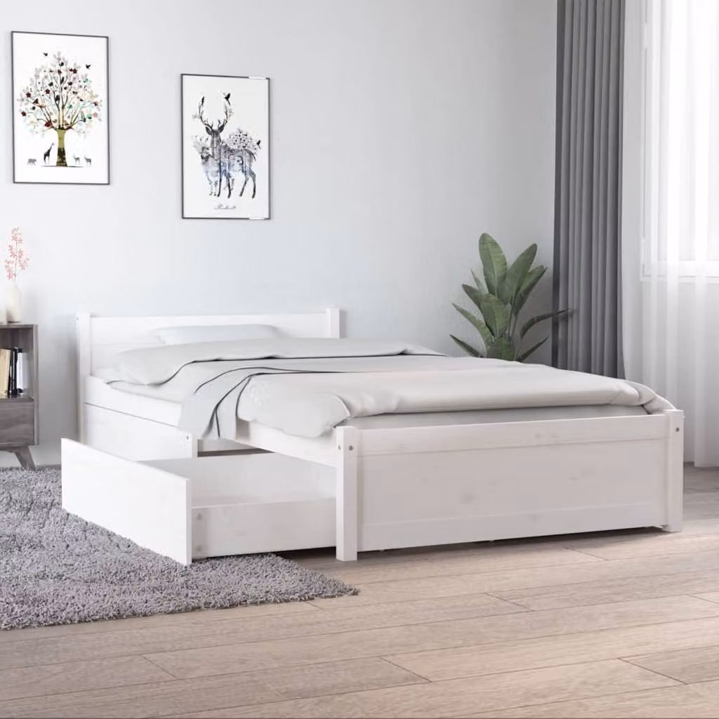The Living Store Letto con cassetti bianco 90x190 cm