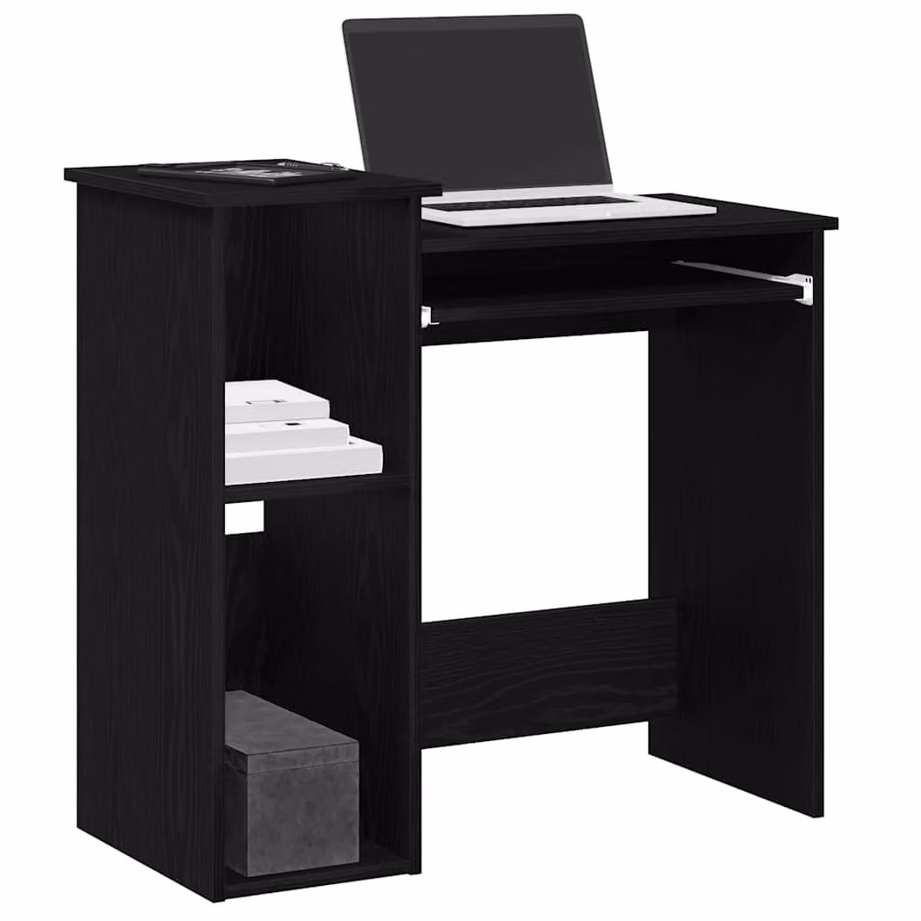 Scrivania da computer moderna vidaXL con mensole, colore nero, L 84 cm x P 40 cm x H 78 cm