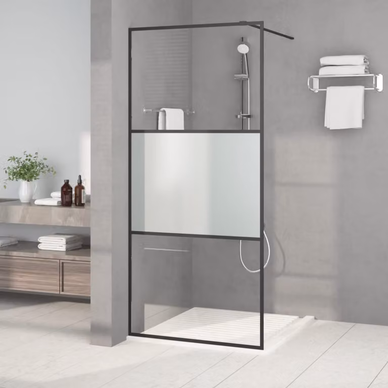 Parete Doccia Walk in vidaXL in Vetro Semi Smerigliato, L: 90 cm, H: 195 cm