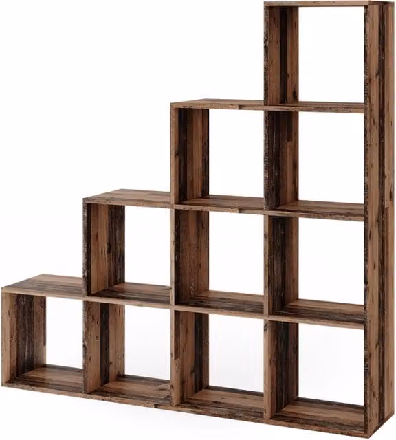 Scaffale a scala Vicco in legno moderno, disponibile in finitura marrone o bianco opaco, L: 140 cm, H: 142,5 cm