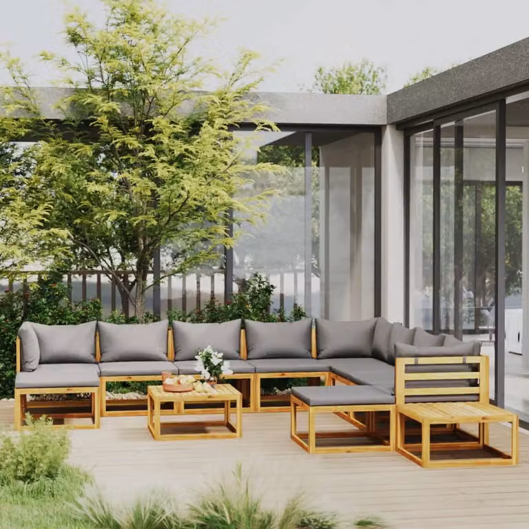 Maison Exclusive - Set da giardino da 12 pezzi con cuscini, in legno massello di acacia