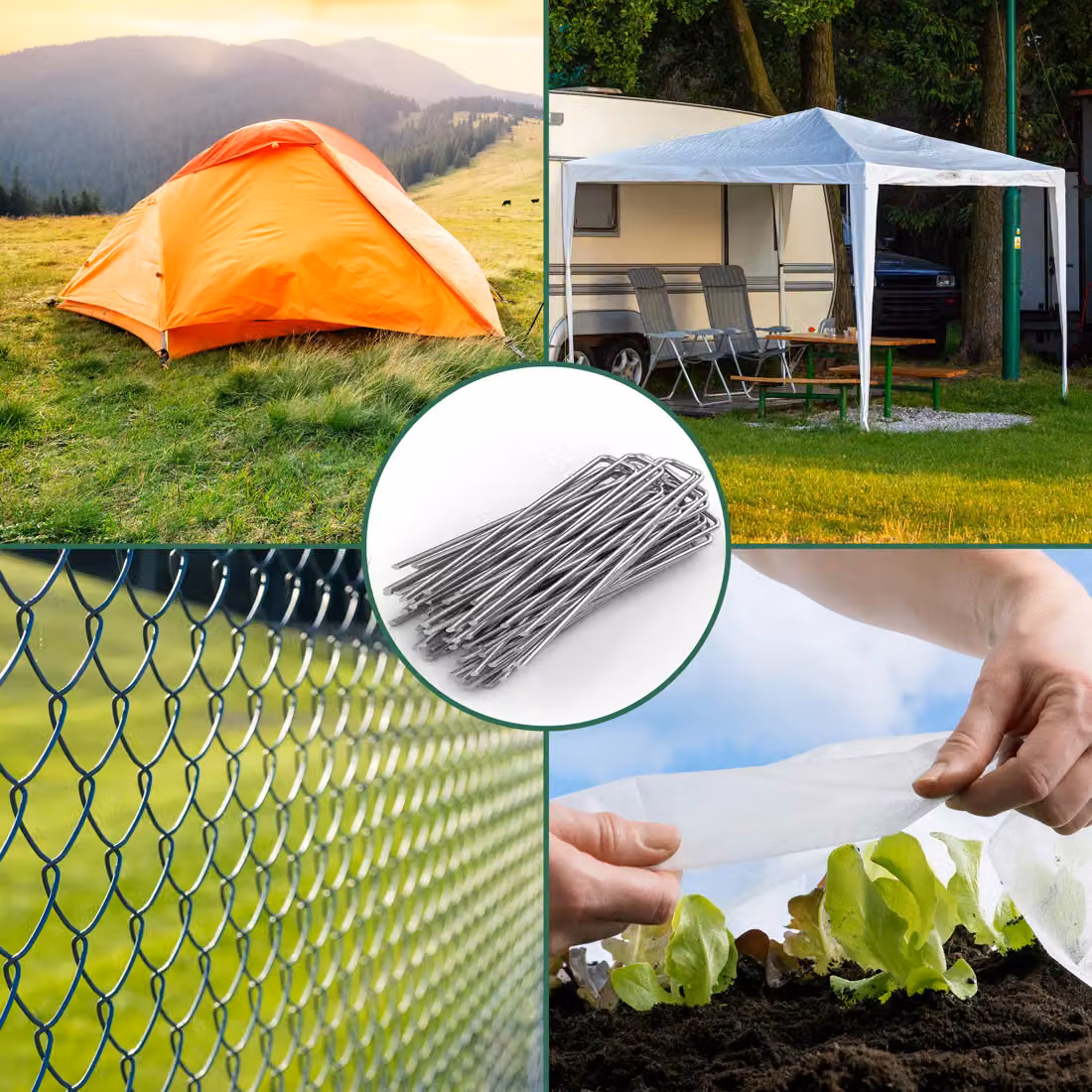 Set di 100 picchetti Gardebruk in acciaio zincato argento per tenda e awning – 2
