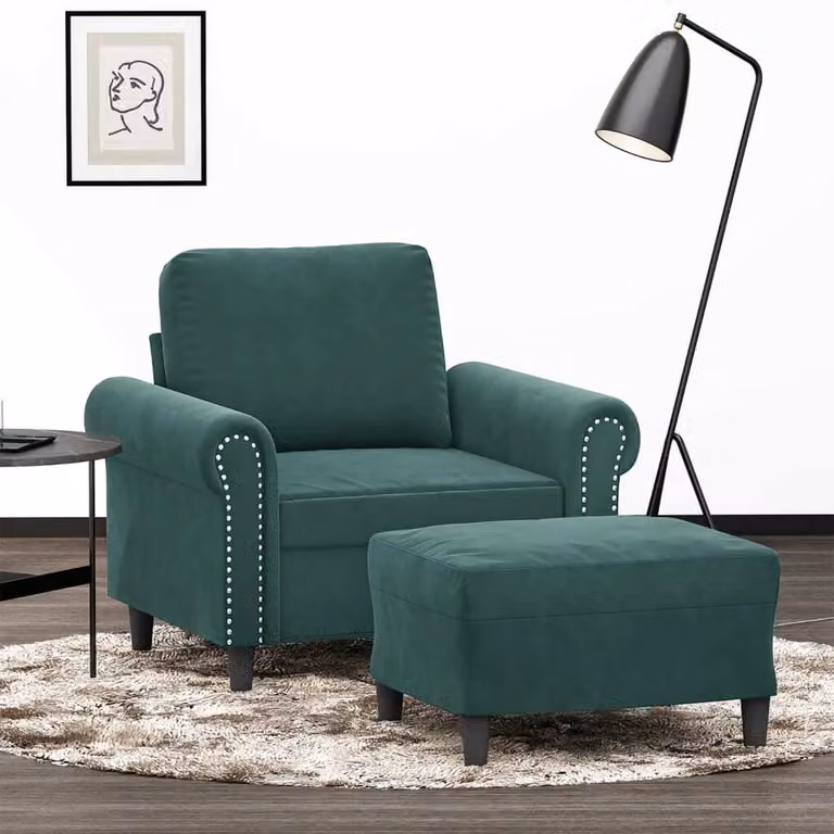 Maison Exclusive - Poltrona con poggiapiedi, verde scuro, 60 cm, velluto