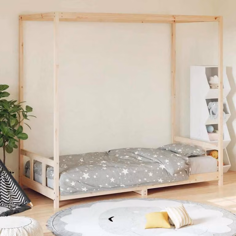 vidaXL Letto a casetta per bambini in legno massello di pino rustico L/P/H: 200 x 90 x 190 cm