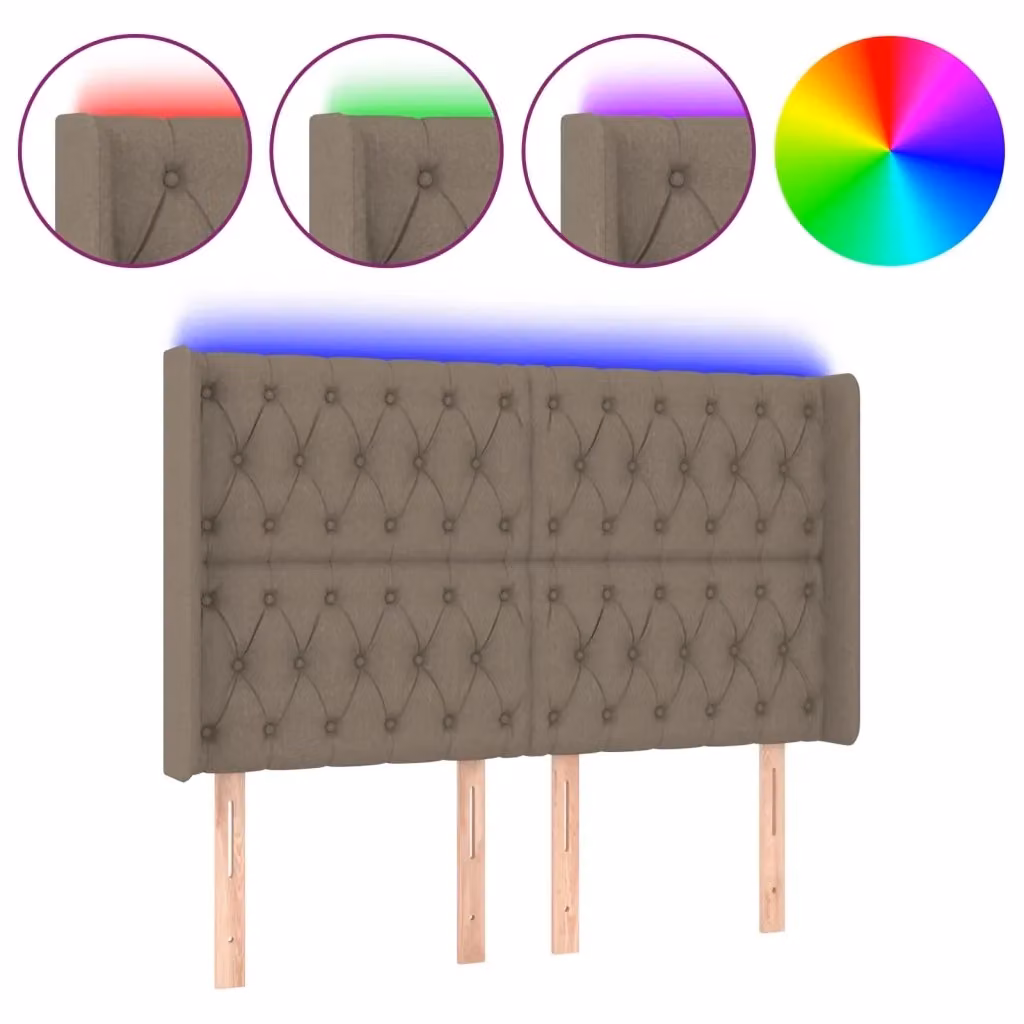 Testiera con LED e porta USB vidaXL in tessuto beige L: 163 cm, P: 16 cm, H: 118-128 cm – 2