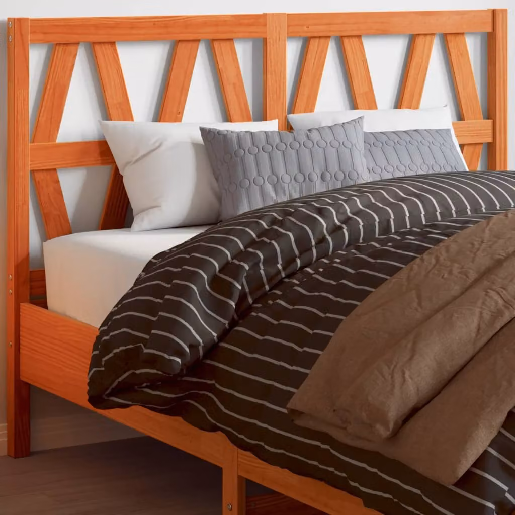 Testiera per letto vidaXL in legno massello di pino color marrone cera con stile rustico per matrimoniale 160x200 cm