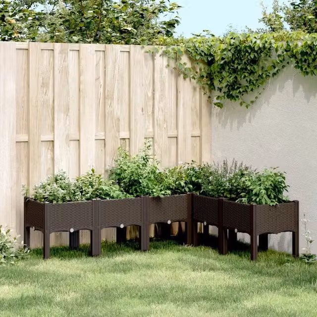 Fioriera da giardino Videx in plastica marrone con gambe L: 160 cm, P: 120 cm, H: 42 cm – 1