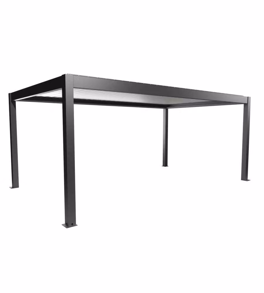 Biohort Pergola in metallo grigio scuro con copertura argento 6x3,5 m