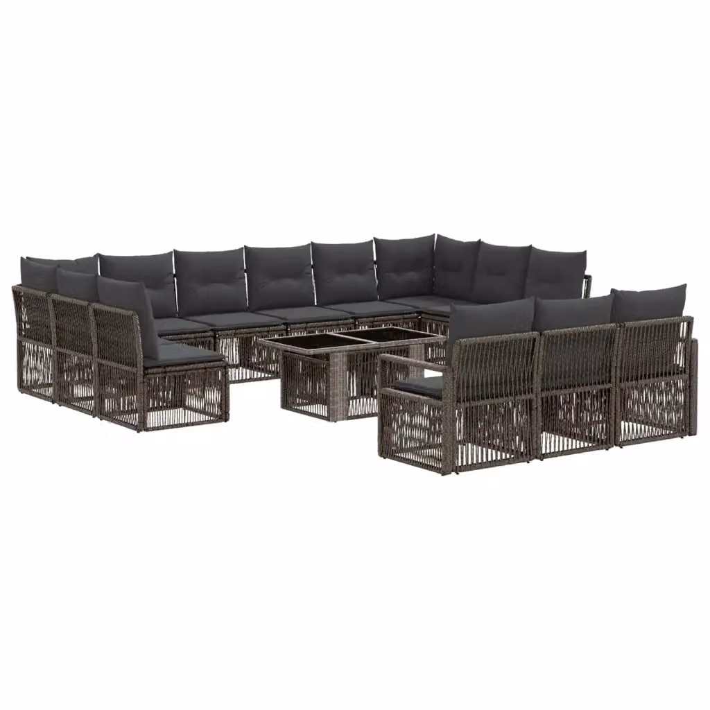 Set da giardino vidaXL in polyrattan composto da 14 pezzi con divano a 3 posti, elementi angolari e tavolino da caffè, colore grigio e antracite con cuscini inclusi – 2