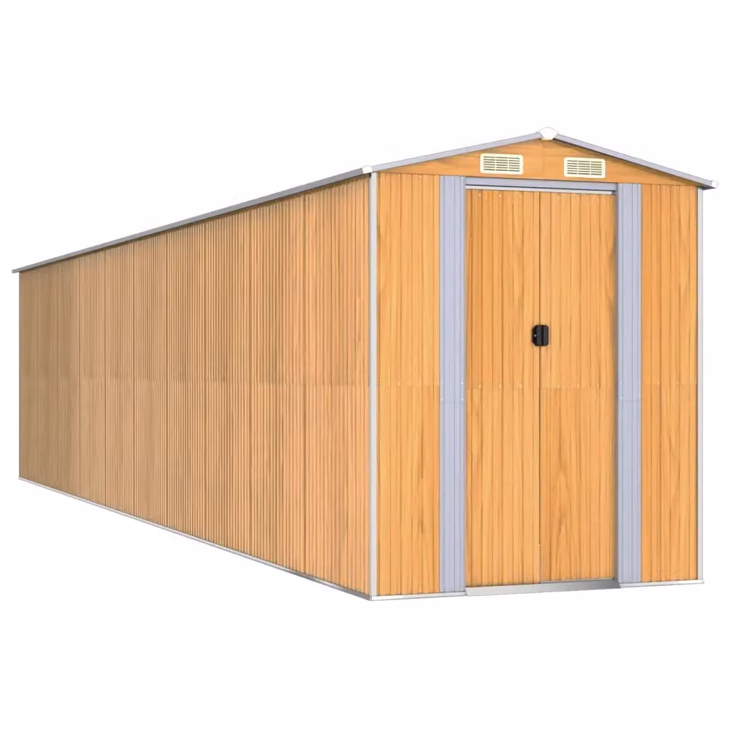 Capanno da giardino Videx in acciaio zincato marrone chiaro con porta scorrevole e ventilazione laterale L: 192 cm, P: 855 cm, H: 223 cm – 2
