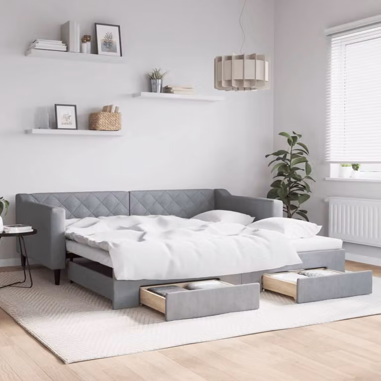 vidaXL Divano Letto Moderno con Cassetti Grigio con Struttura Imbottita L: 223 cm, P: 110 cm, H: 67 cm