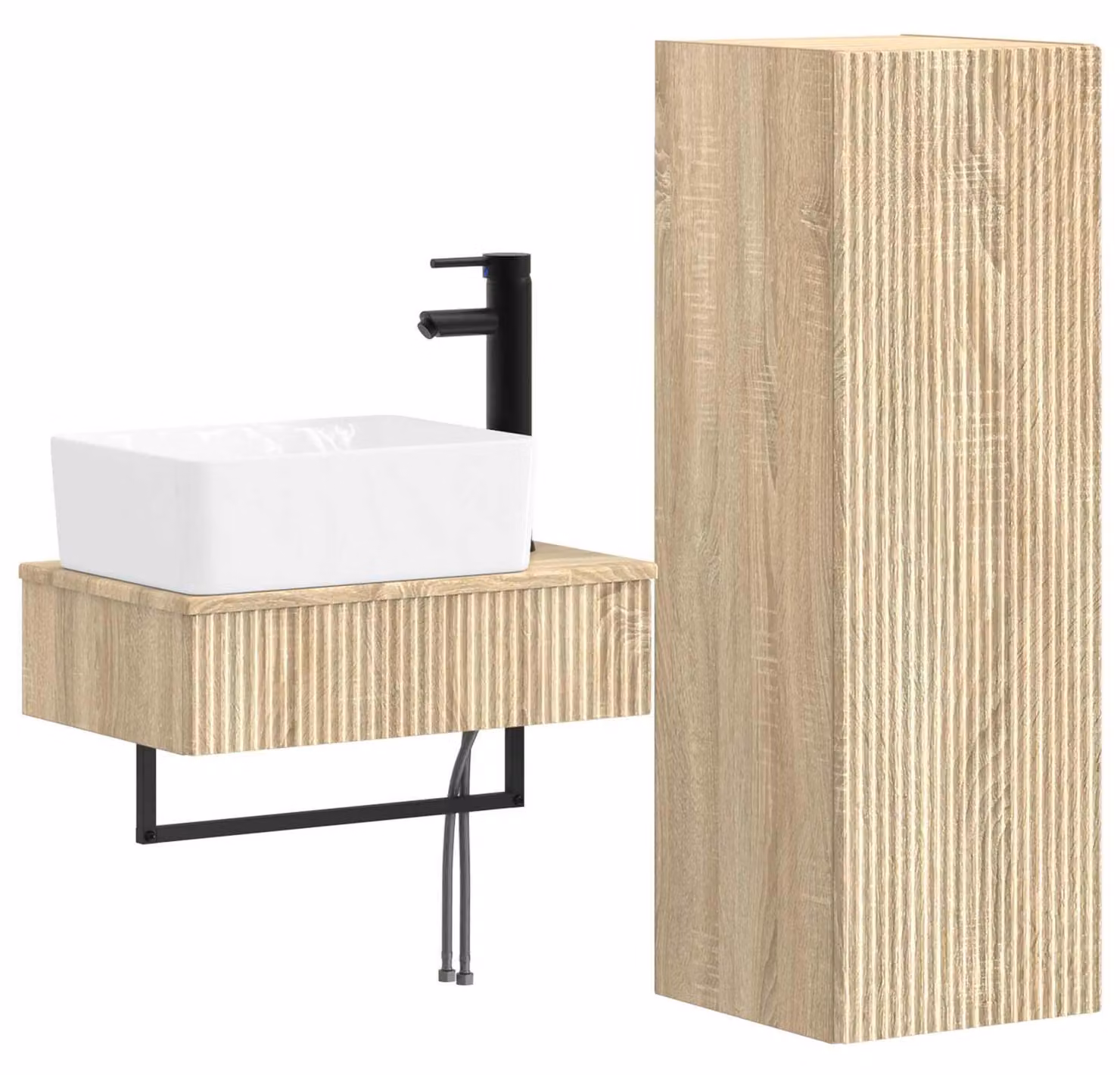 Set di mobili da bagno, 2 pezzi, effetto legno Sonoma, 33 x 34,5 x 100 cm