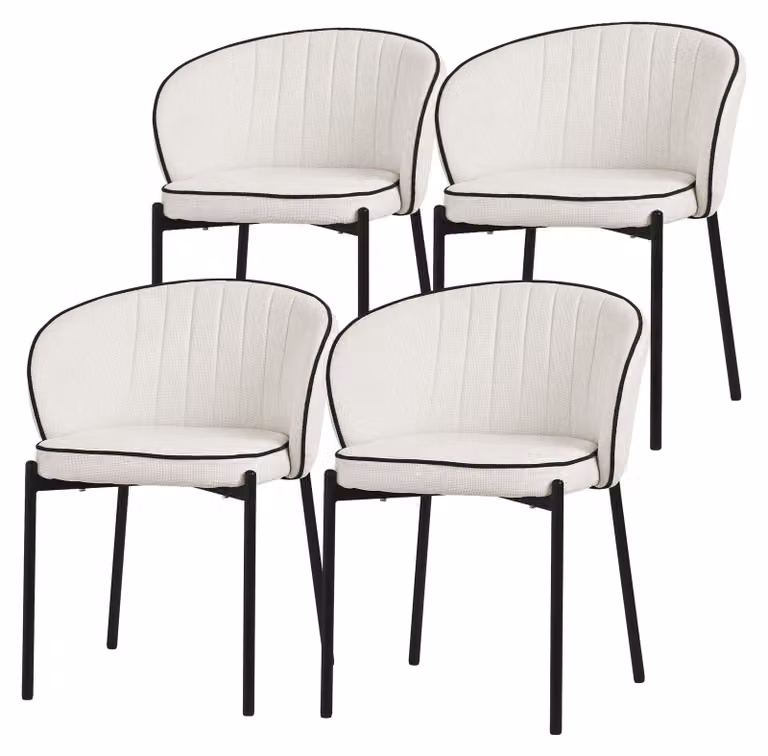 ML-Design set di 4 sedie da sala da pranzo beige sedie da cucina con rivestimento in tessuto gambe in metallo sedia da soggiorno con schienale sedie imbottite per sala da pranzo e cucina