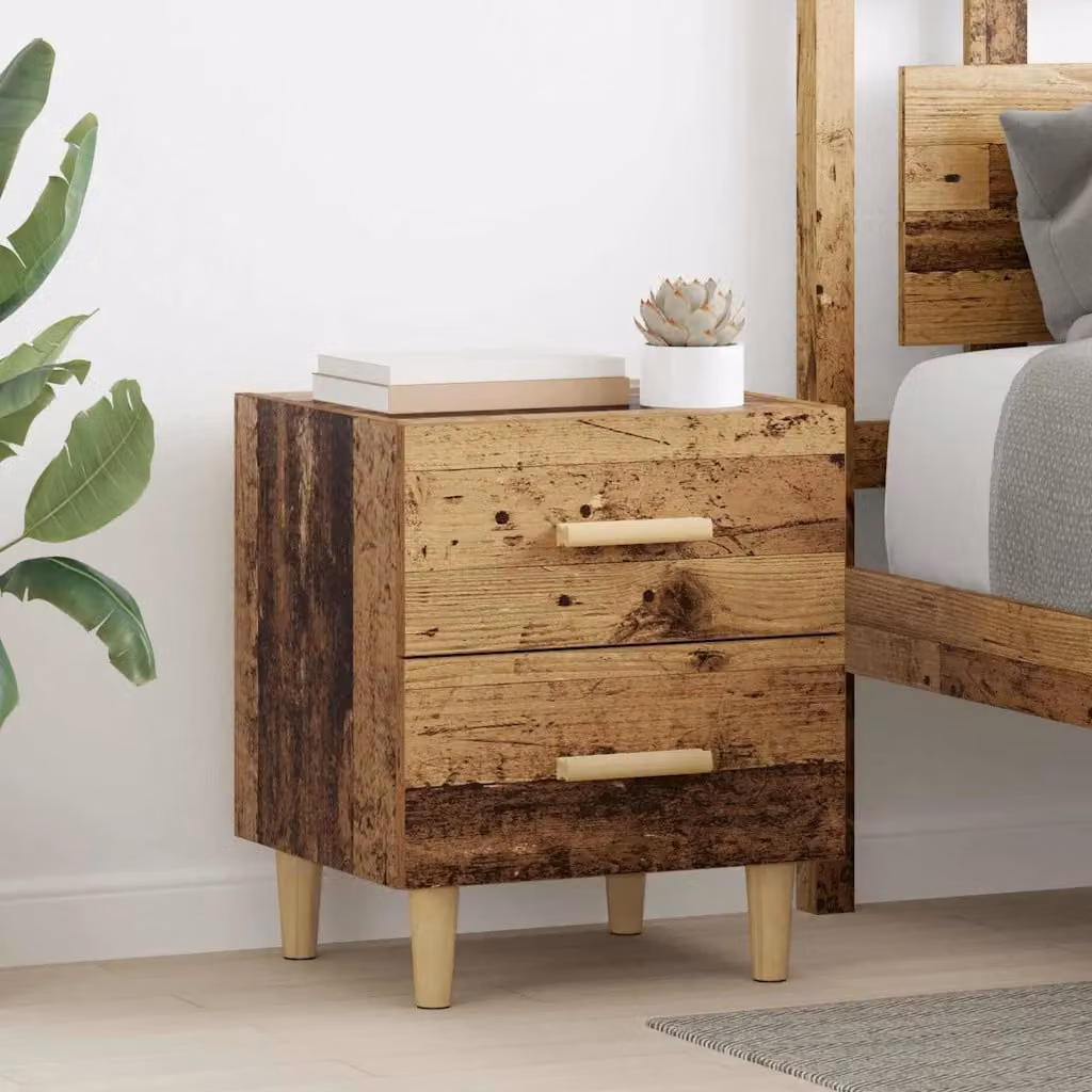 Set di 2 armadietti vidaXL in legno vecchio stile marrone per camera da letto, L 40 cm x P 35 cm x H 47,5 cm