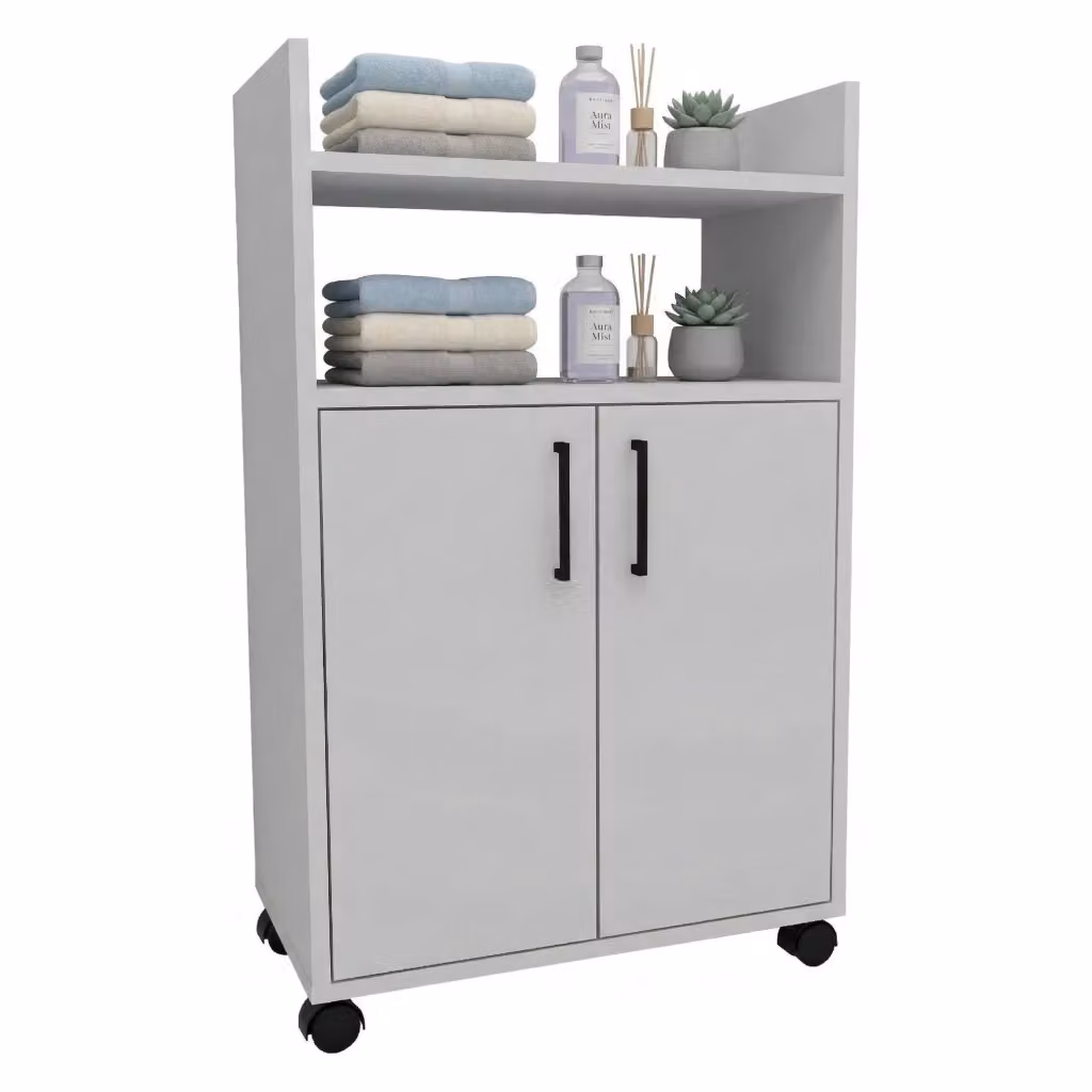 Armadio Multiuso DMORA con 2 Ante e Ripiani Interni, Bianco Opaco, L: 60 cm, H: 97 cm, P: 35 cm – 2