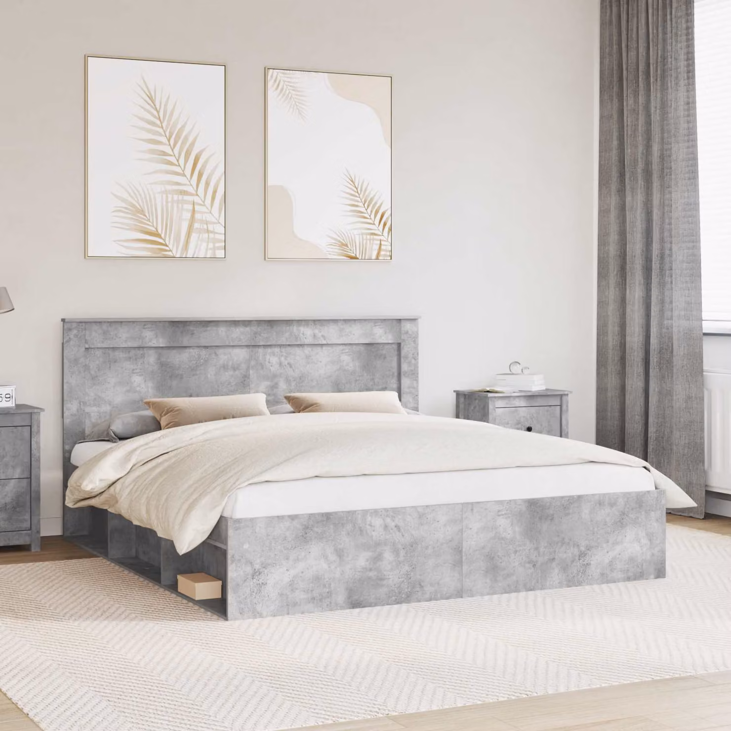 Struttura del letto moderna vidaXL in legno e MDF Grigio Cemento 180 x 200 cm – 1