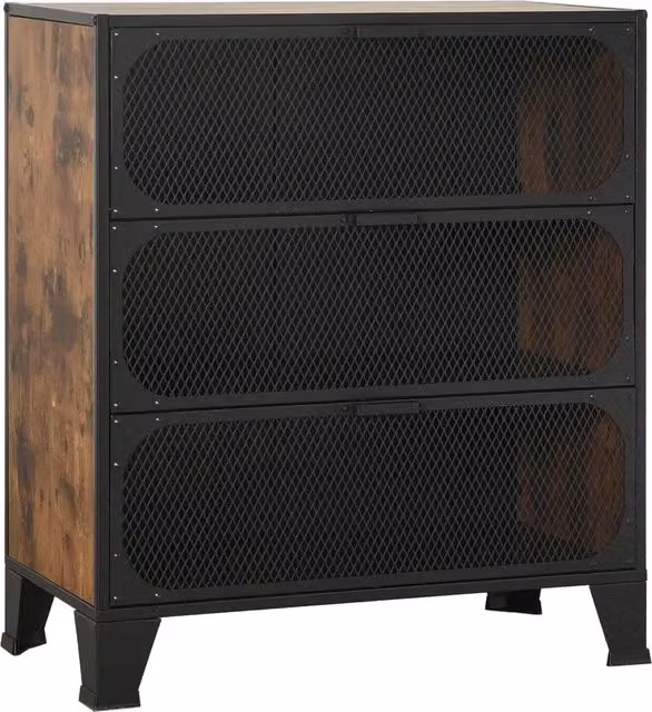 Armadio di stoccaggio industriale urbano con 2 ripiani 72 x 36 x 82 cm in metallo marrone rustico 02_0046800