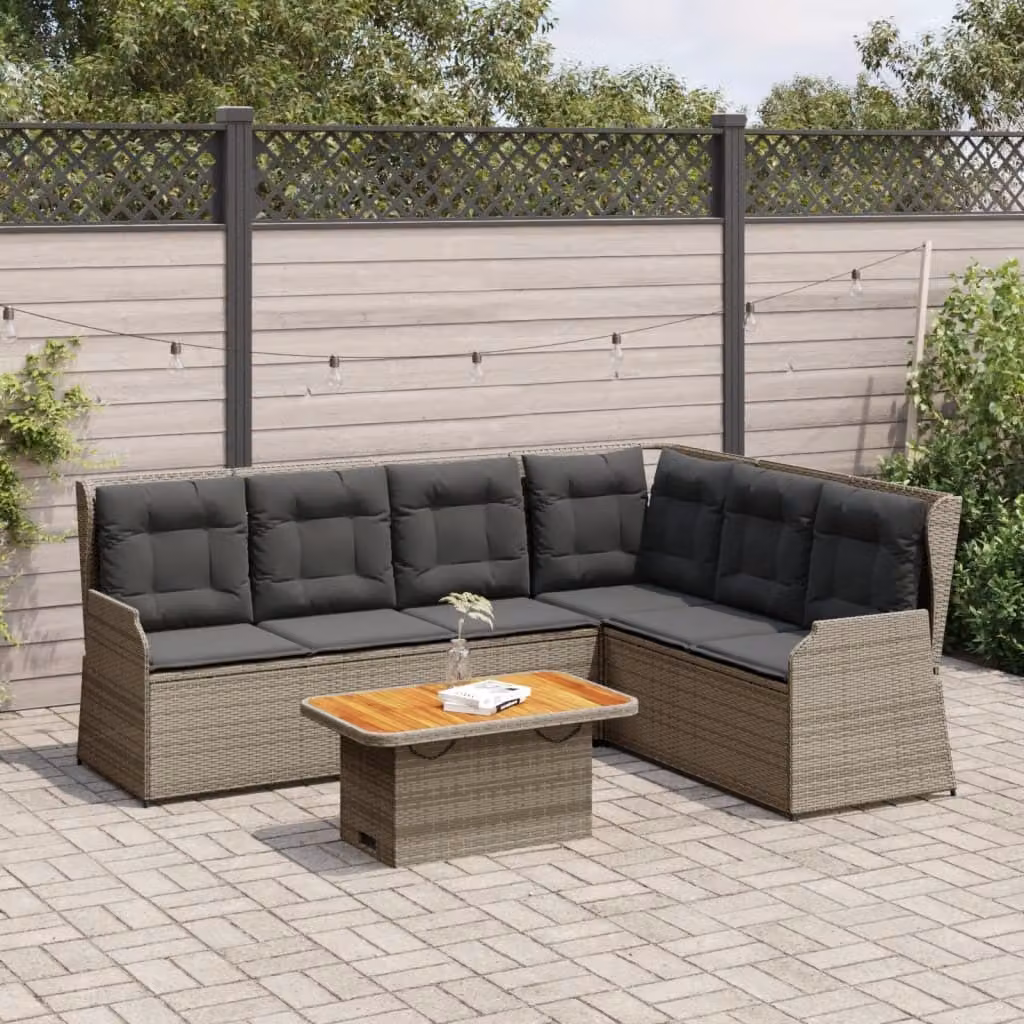 Maison Exclusive - Set Divani da Giardino 5 pz con Cuscini in Polyrattan Grigio