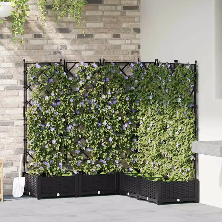 Set di 5 vasi da giardino vidaXL in plastica nera, L/P/H: 120 x 120 x 125,5 cm