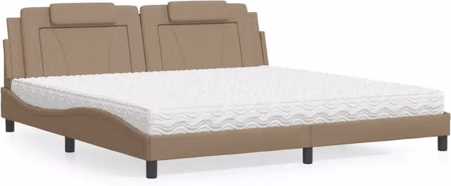 Letto Viana con Materasso Cappuccino 200x200cm Similpelle 3208821