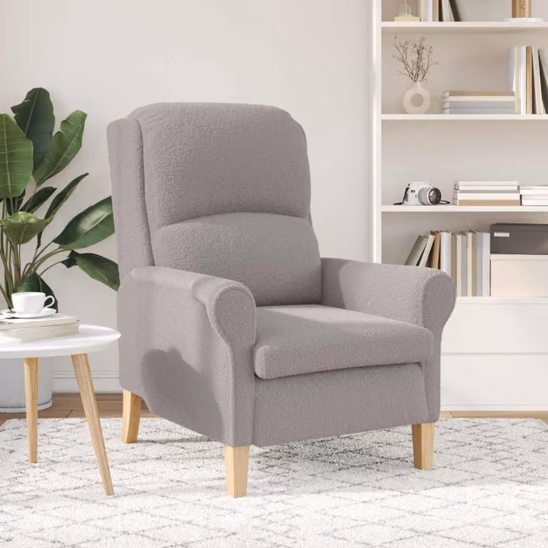 Poltrona moderna vidaXL in tessuto grigio con braccioli, L: 76 cm, P: 94 cm, H: 102 cm
