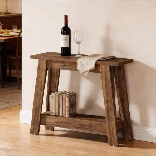 Consolle Mivray con 2 ripiani aperti in MDF marrone rustico per ingresso o dietro divano L/P/H: 105 x 30 x 80 cm