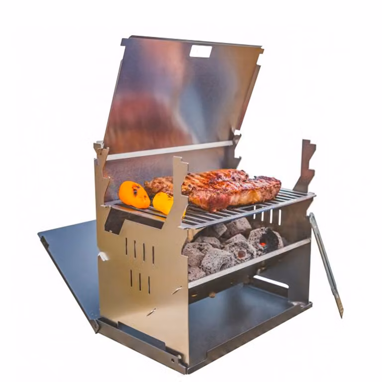 FENNEK - Griglia per esterni - 100% acciaio inox - smontabile - superficie griglia 27 x 18,3cm