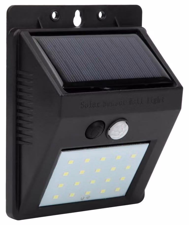 Lampada solare, 20 LED, impermeabile, sensore PIR, per uso esterno