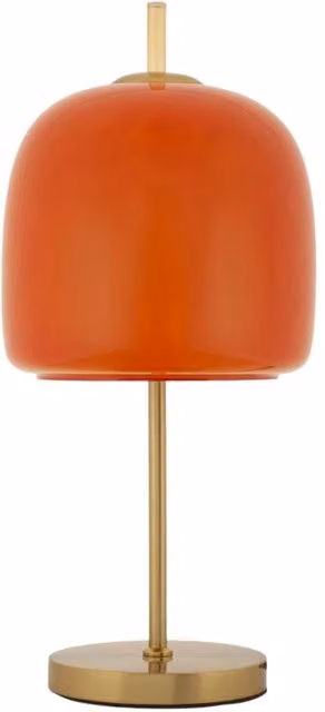Lampada da tavolo Oldy in metallo dorato con diffusore in vetro arancione