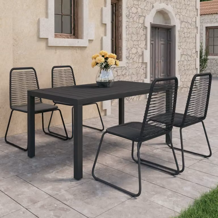 Maison Exclusive - Set da pranzo da giardino 5 pezzi in rattan PVC nero