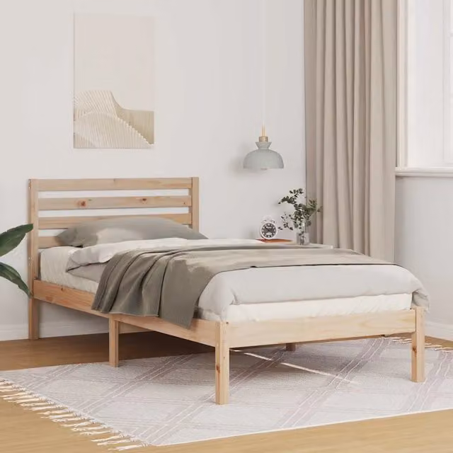 Struttura del letto con giroletto in pino massello marrone L/P/H: 190 x 90 x 80,5 cm