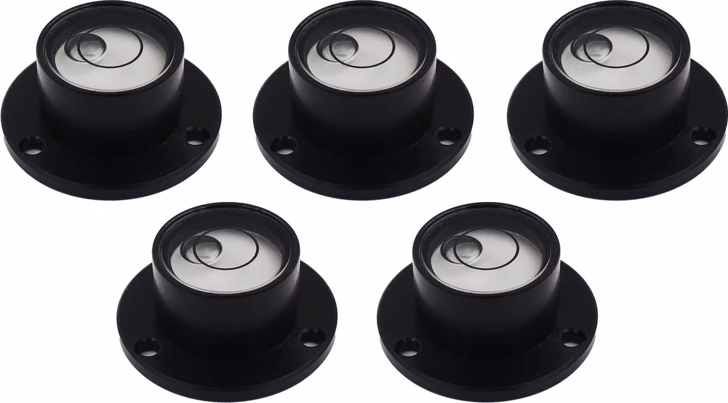 Set di 5 livelli di bolle rotonde con guscio metallico (nero)
