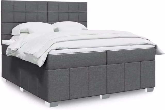 Letto Ibrido vidaXL con Materasso a Molle Grigio e Bianco L/P: 200 x 200 cm – 1