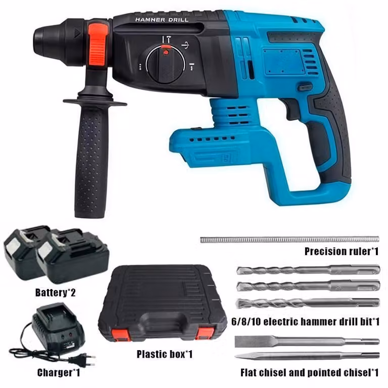 Trapano avvitatore a batteria - 18V, motore brushless - diametro di foratura 26 mm - 1800 giri/min - 2 batterie - per uso domestico/fai da te - 2 batterie + custodia in plastica