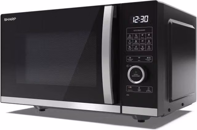 Forno a microonde Sharp YC-QG254AE-B da 25L con tecnologia Flatbed, 1000W e controllo digitale LED, colore Black/Silver
