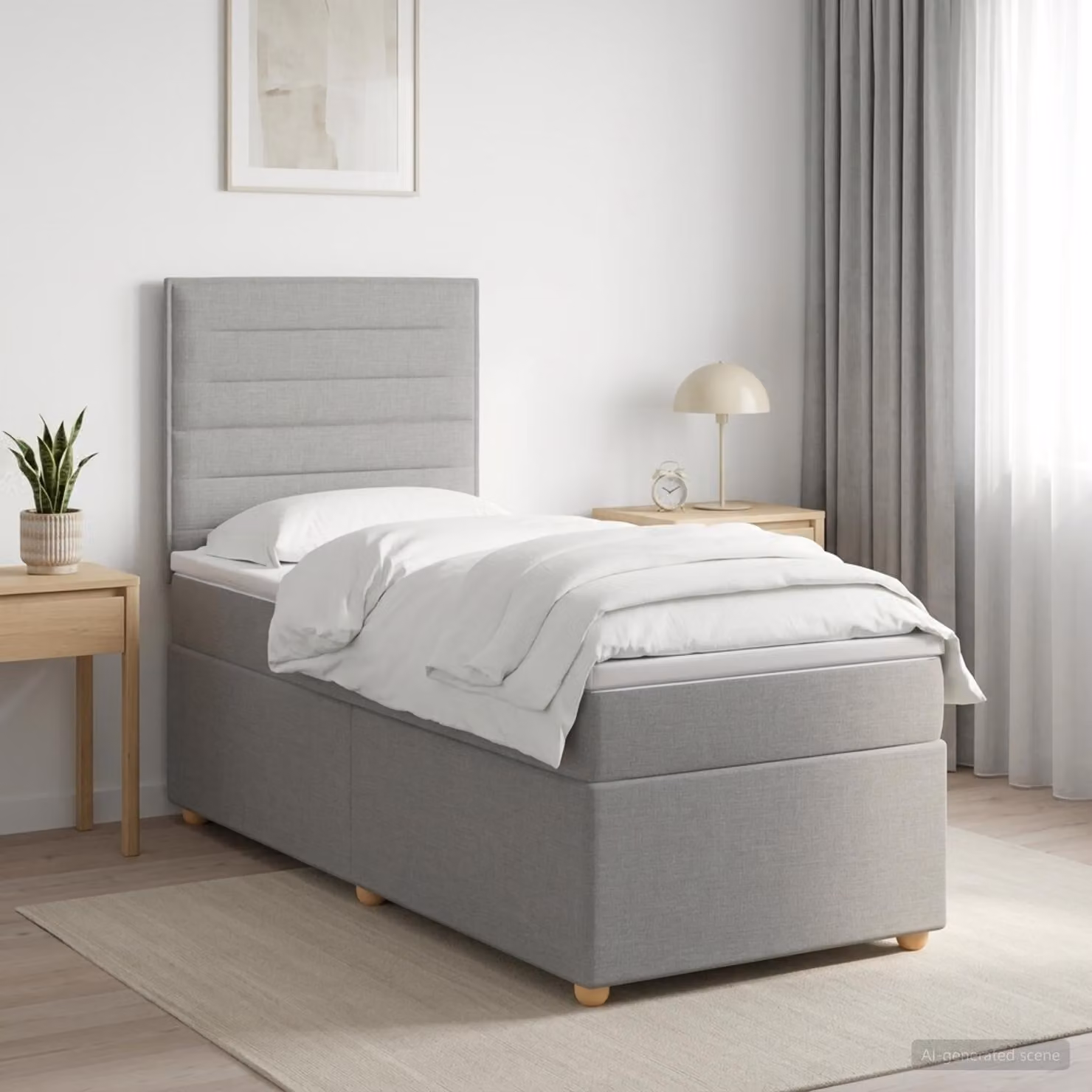 Maison Exclusive - Letto boxspring con materasso Grigio chiaro 100 x 200 cm Tessuto