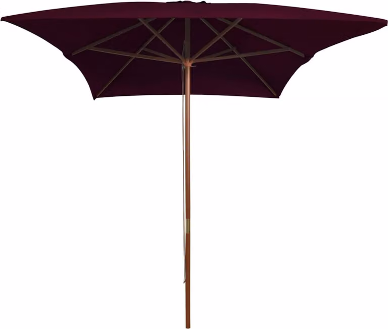 vidaXL Ombrellone con palo in legno 200x300 cm Rosso Bordeaux
