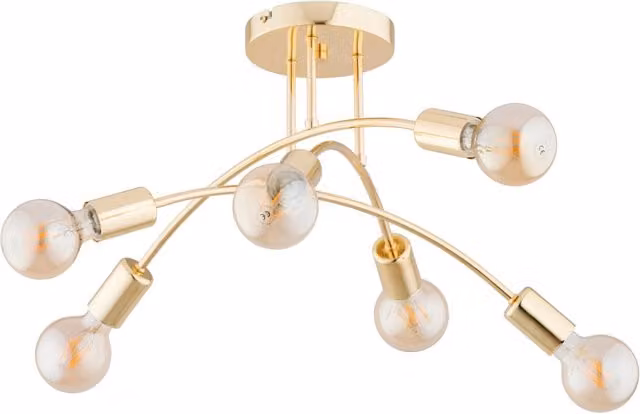 Plafoniera moderna Alfa in metallo oro con 6 x E27 dimmabile