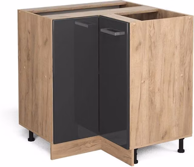 Mobile ad angolo cucina Vicco R-Line Antracite lucido e Rovere, L: 75.6 cm – 1