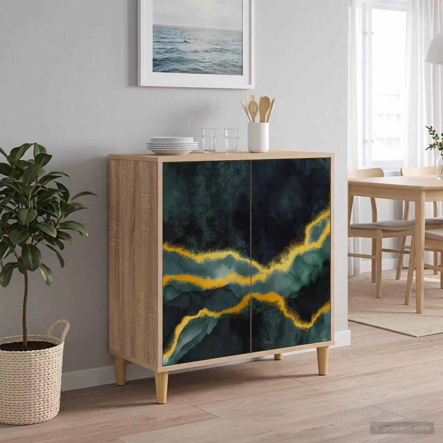 Credenza moderna vidaXL WIJHE in legno ingegnerizzato color marrone, L 69 cm x P 33 cm x H 75 cm