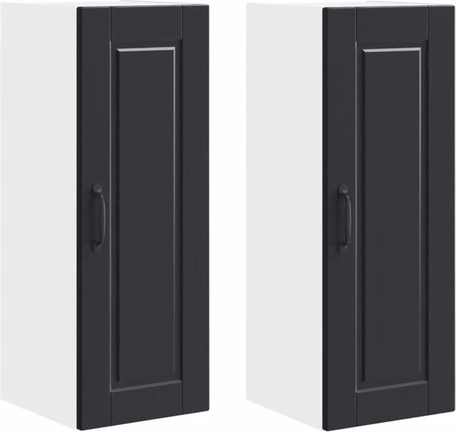 Set di 2 pensili da cucina PORTO DESIGN IN nero con ante a battente e ripiani interni L/P/H: 30 x 31 x 80 cm – 1