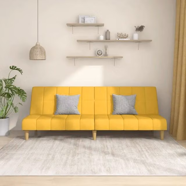 Divano Letto a 2 Posti-Sofa Letto 2 Posti-Daybed Giallo in Tessuto