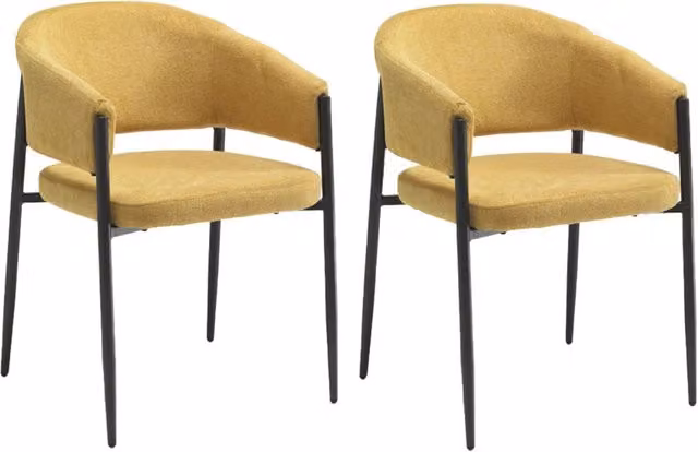 Set 2 Sedie Maya 59,5x54x78,5 cm in Tessuto Easy-Clean Giallo