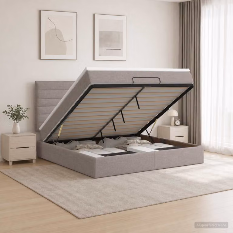 vidaXL Letto ottomano con materasso Tortora 160 x 200 cm Tessuto