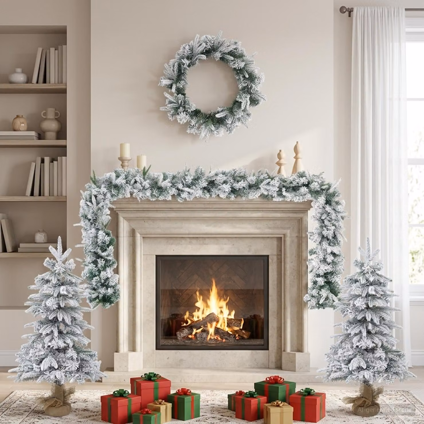 Albero di Natale in miniatura, 90 cm, in PVC e PE, verde e bianco