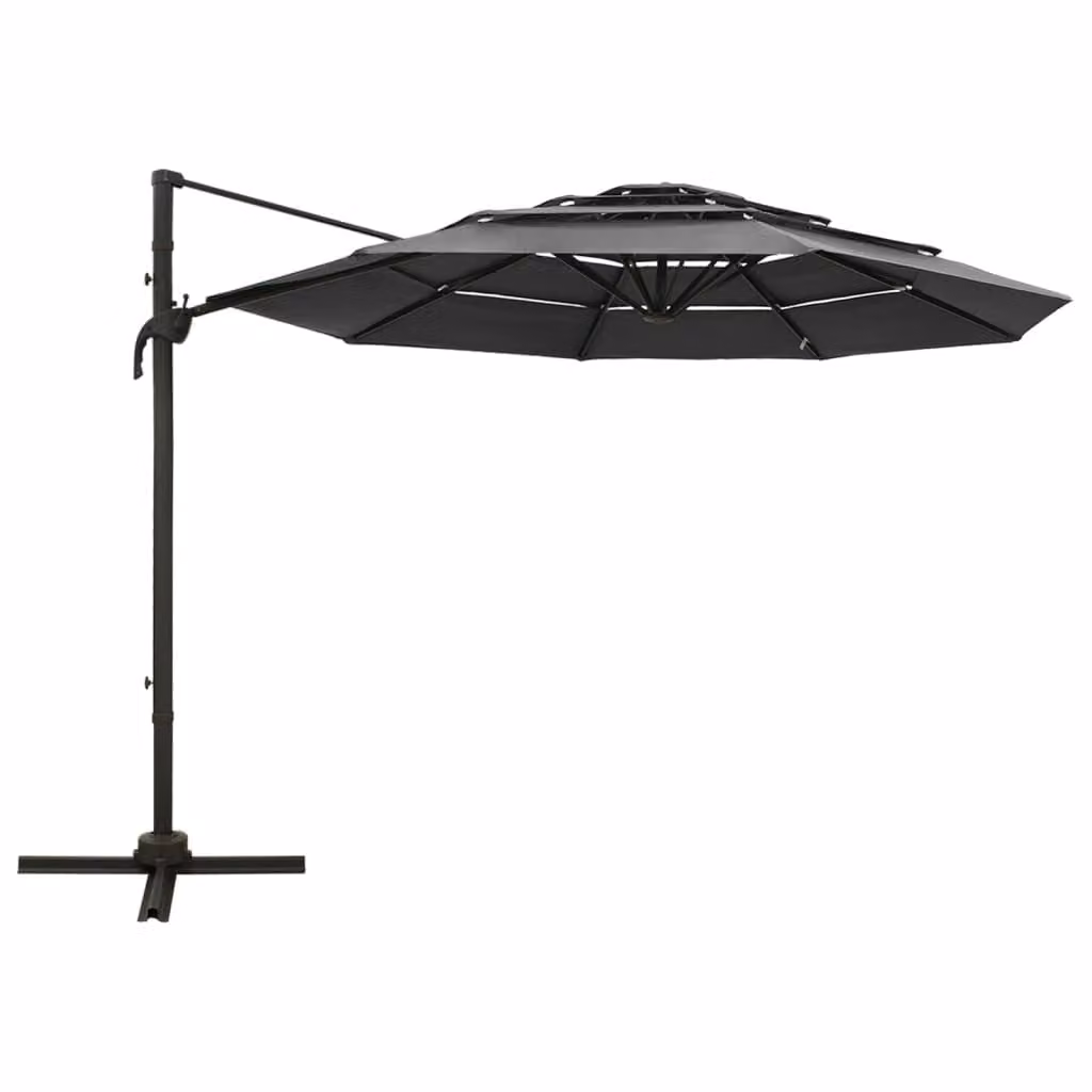 vidaXL Ombrellone con palo in alluminio a 4 strati antracite 3x3 m