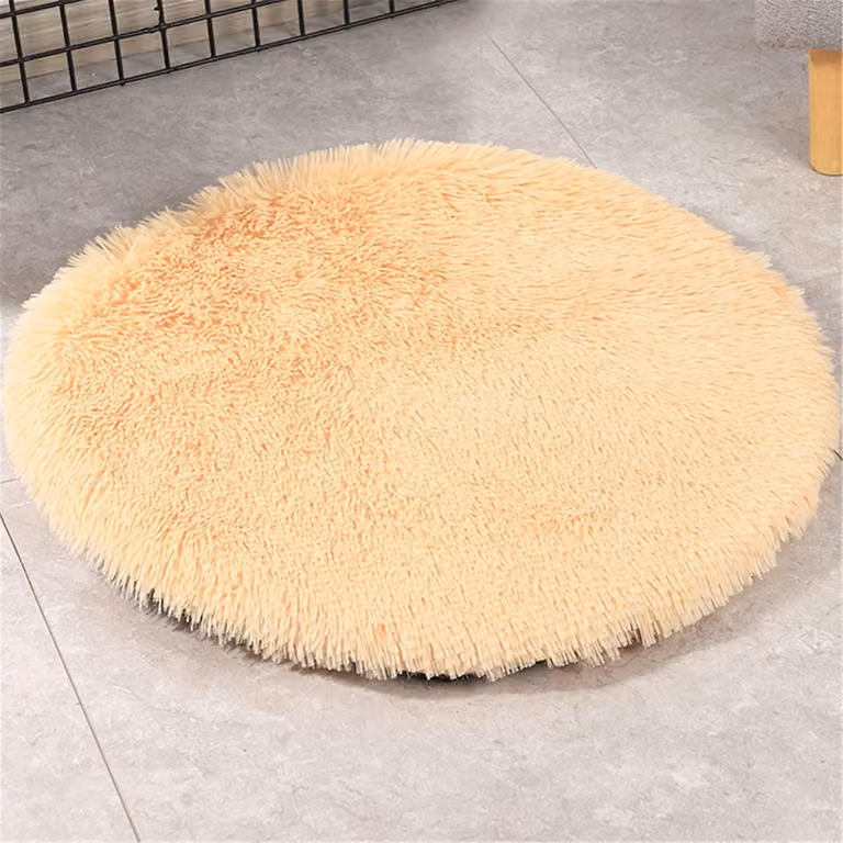 Tappetino per cani, cuccia per animali domestici, in peluche, colore giallo, diametro 60 cm, lavabile