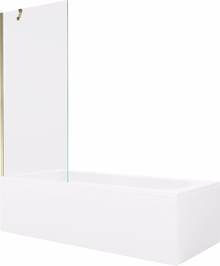 Mexen Vega vasca da bagno rettangolare 160 x 70 cm con rivestimento e schermo pieghevole a 1 anta 80 cm, trasparente, dorato