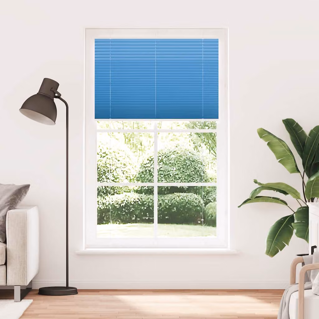 vidaXL Tenda Plissettata Blu 115x200 cm Larghezza Tessuto 114,4 cm