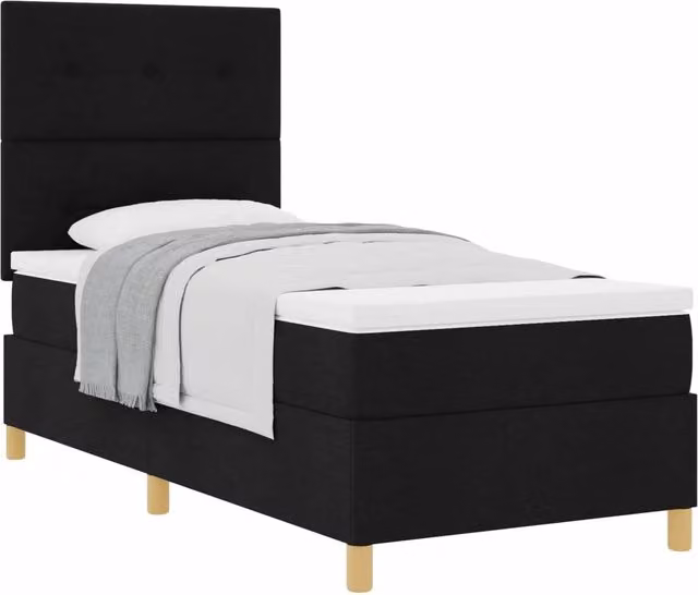Letto singolo | Letto per adulti | Letto a molle con materasso Nero 80 x 200 cm Tessuto